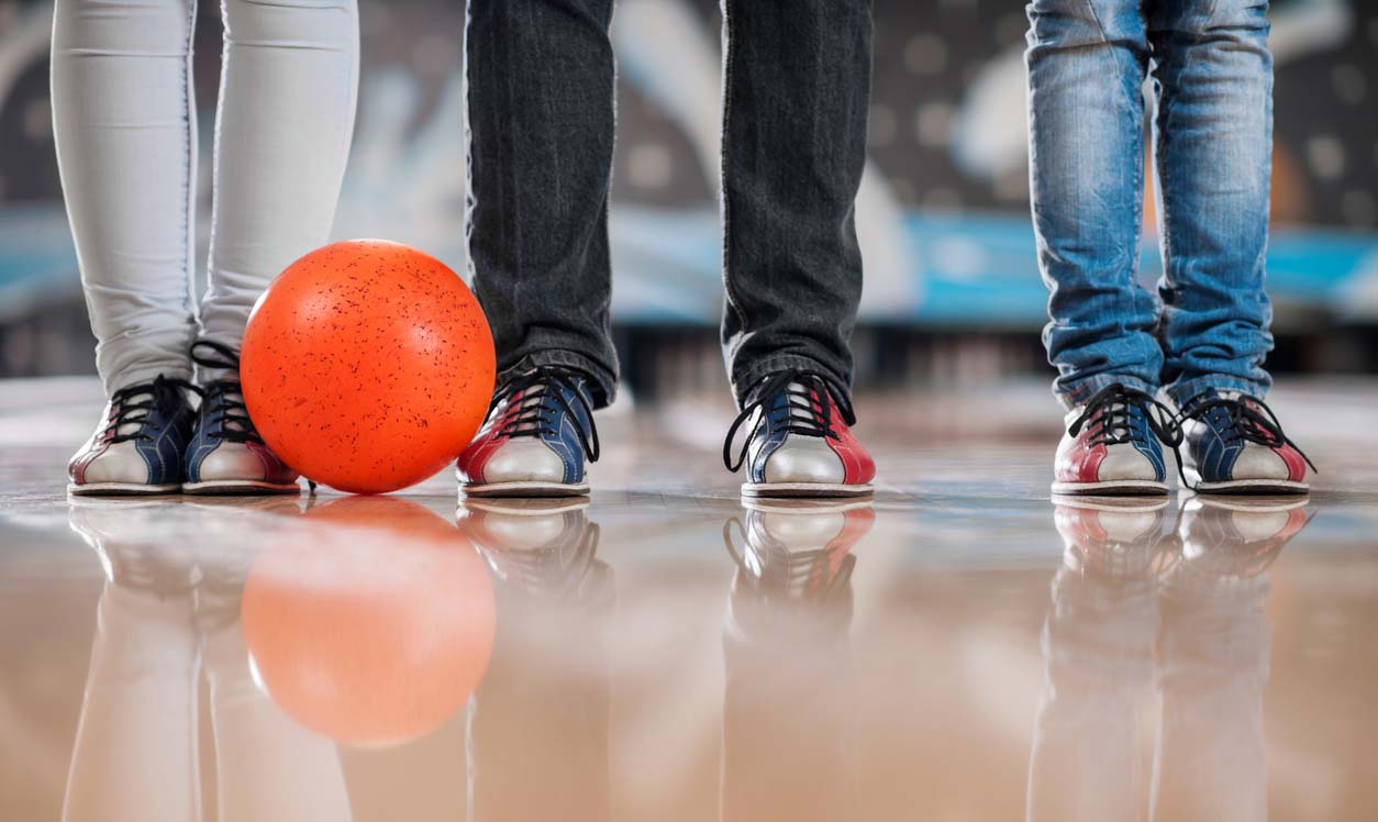 Bowling shoes and ball ad