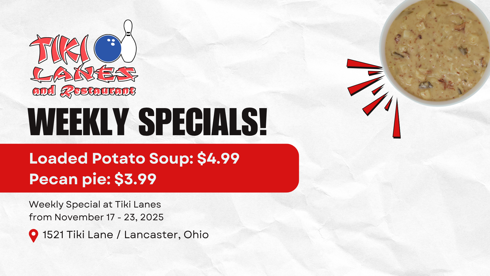 weekly specials at restaurant