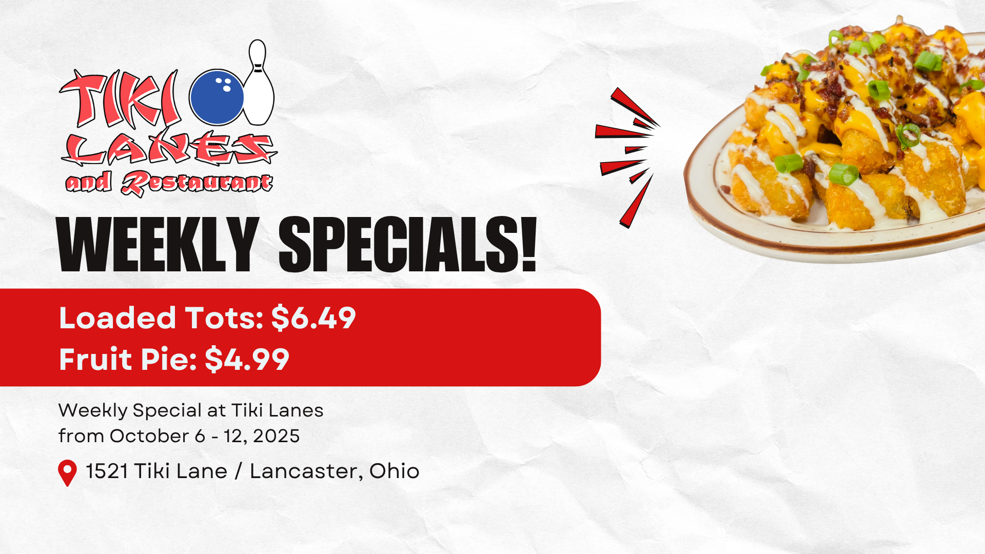 weekly specials at restaurant