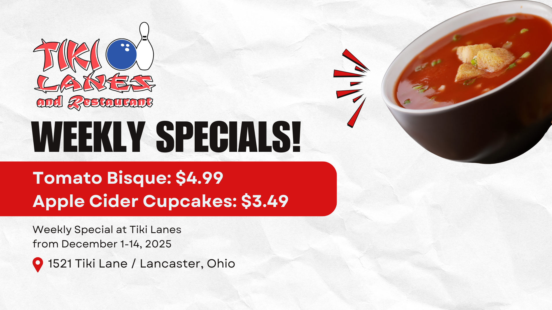 weekly specials at restaurant